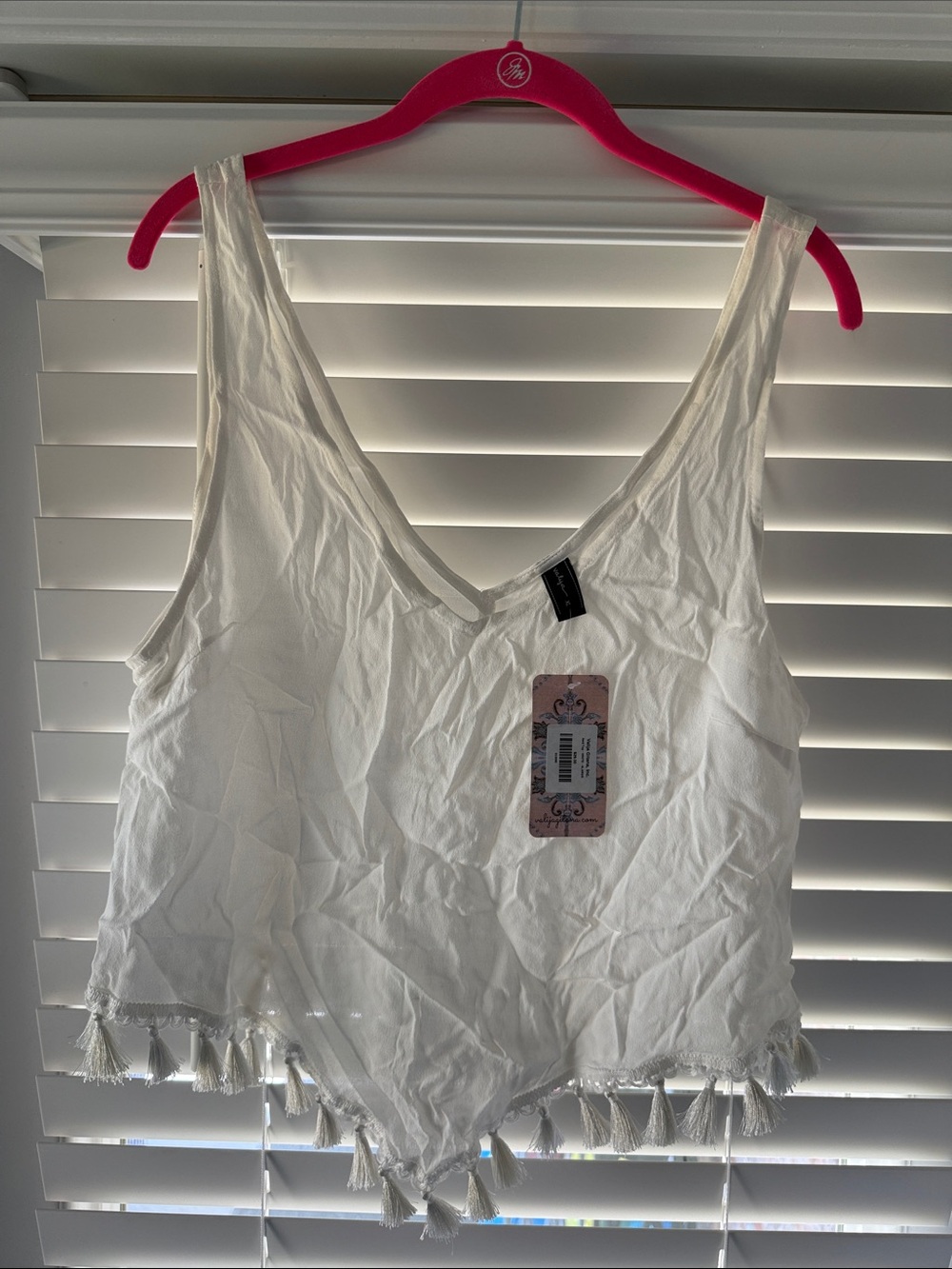White Tassel V-Neck Camisole Tank Top - Lightweight Summer Layer